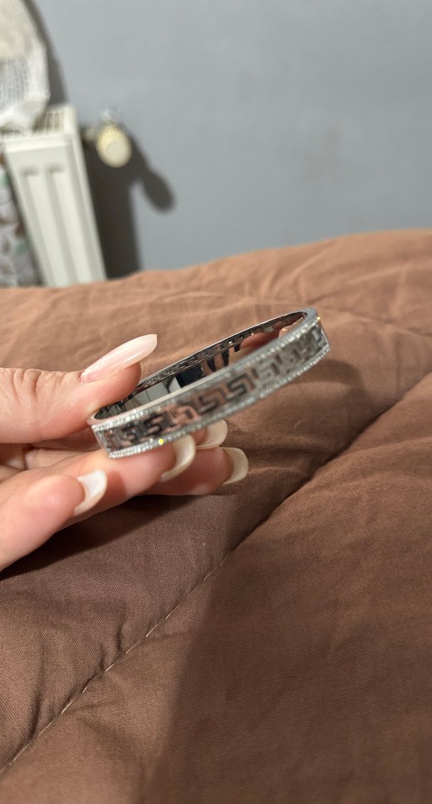 Payetli Yılan Desenli Kadın Bileklik Çelik - Görsel 4