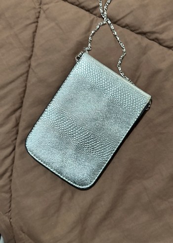 Pul İşlemeli Gri Deri Kadın Çanta - Görsel 2