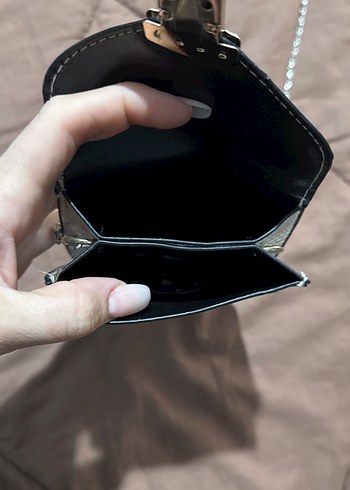 Pul İşlemeli Gri Deri Kadın Çanta - Görsel 3