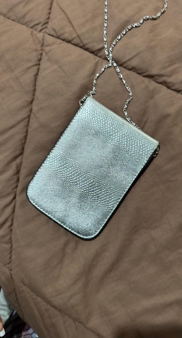 Pul İşlemeli Gri Deri Kadın Çanta - Görsel 2