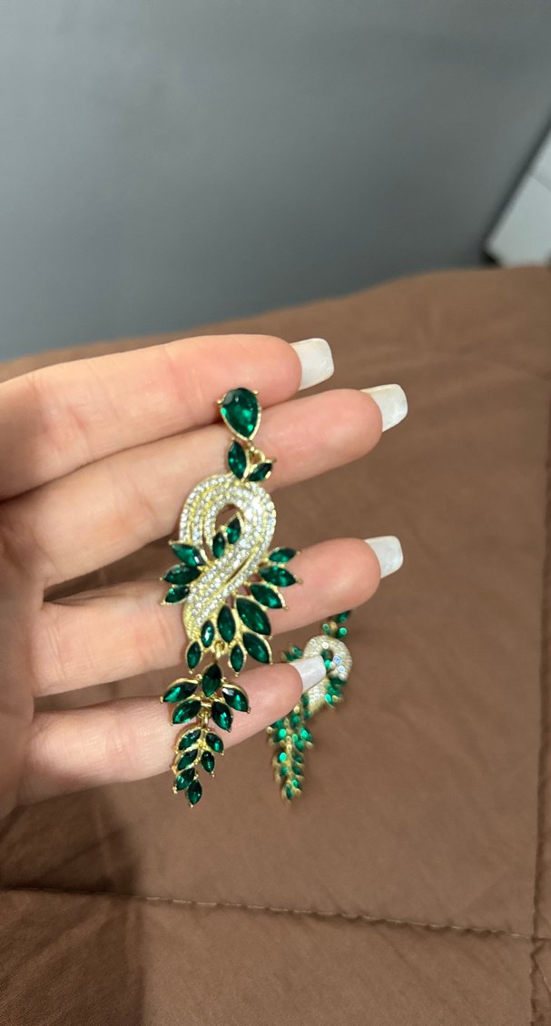 Turkuaz Payetli Yılan Desenli Uzun Küpe - Görsel 2