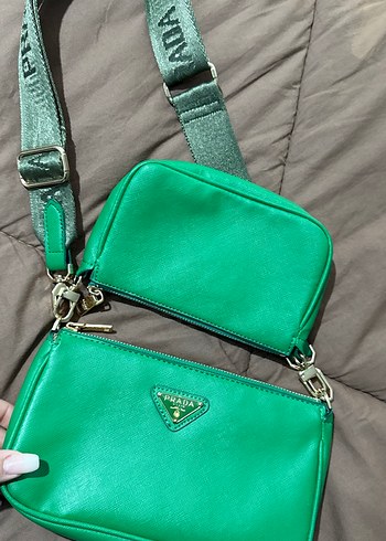 Yeşil Fermuarlı Deri Kadın Çanta - Görsel 2