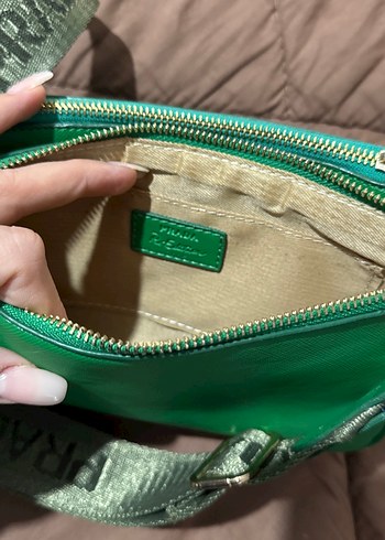 Yeşil Fermuarlı Deri Kadın Çanta - Görsel 3