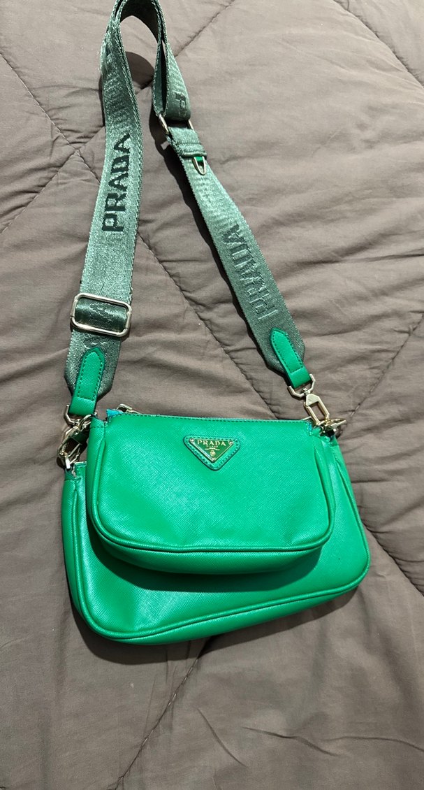 Yeşil Fermuarlı Deri Kadın Çanta - Görsel 4