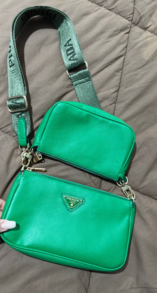 Yeşil Fermuarlı Deri Kadın Çanta - Görsel 2