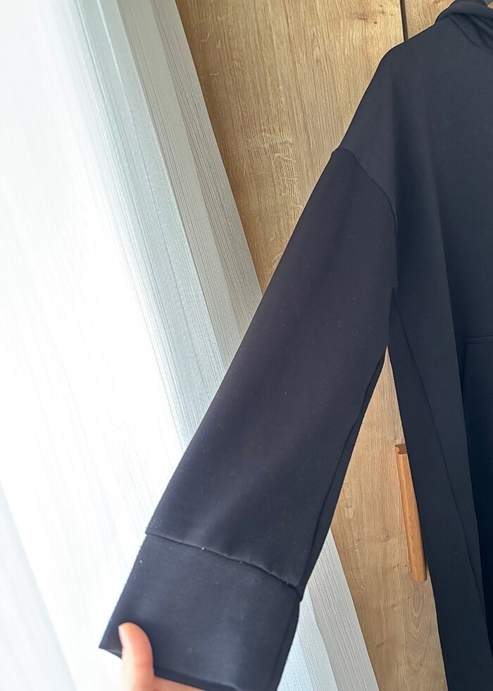 oversize kapşonlu sweat elbise-tunik - Görsel 3