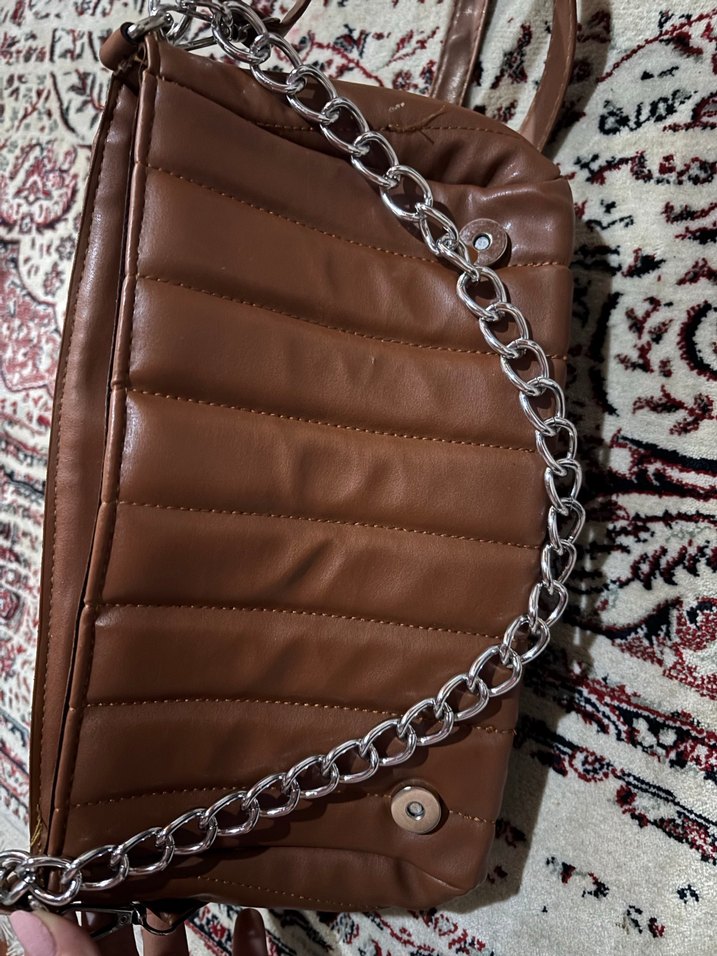 Bohem Desenli Kahverengi Deri Kadın Çanta - Görsel 3