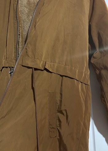 Kahverengi Uzun Kadın Mont Kürklü - Görsel 5