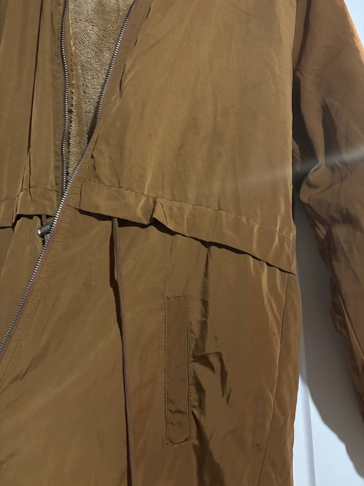 Kahverengi Uzun Kadın Mont Kürklü - Görsel 5