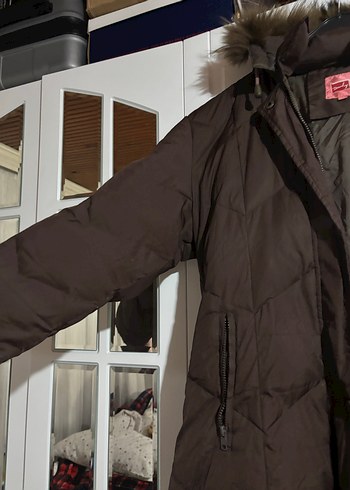 Kahverengi Kürklü Midi Kadın Kışlık Mont - Görsel 2