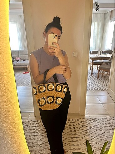 Zara Kâğıt ipten el örgüsü çanta