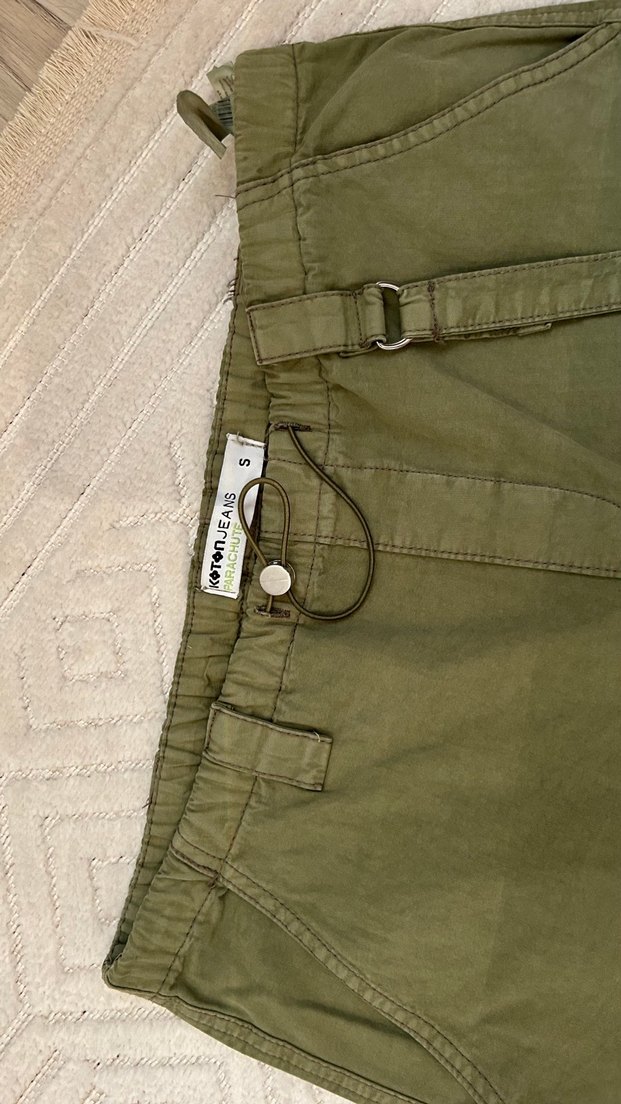 Kadın Haki Kamuflaj Kemerli Rahat Pantolon - Görsel 3