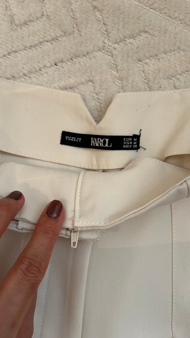 Bej Kadın Kumaş Pantolon Pilili havuç model - Görsel 3