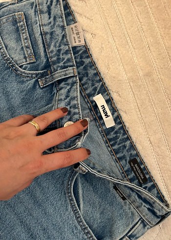 Gri Mavi Bol Kesim Kadın Kot Pantolon - Görsel 4