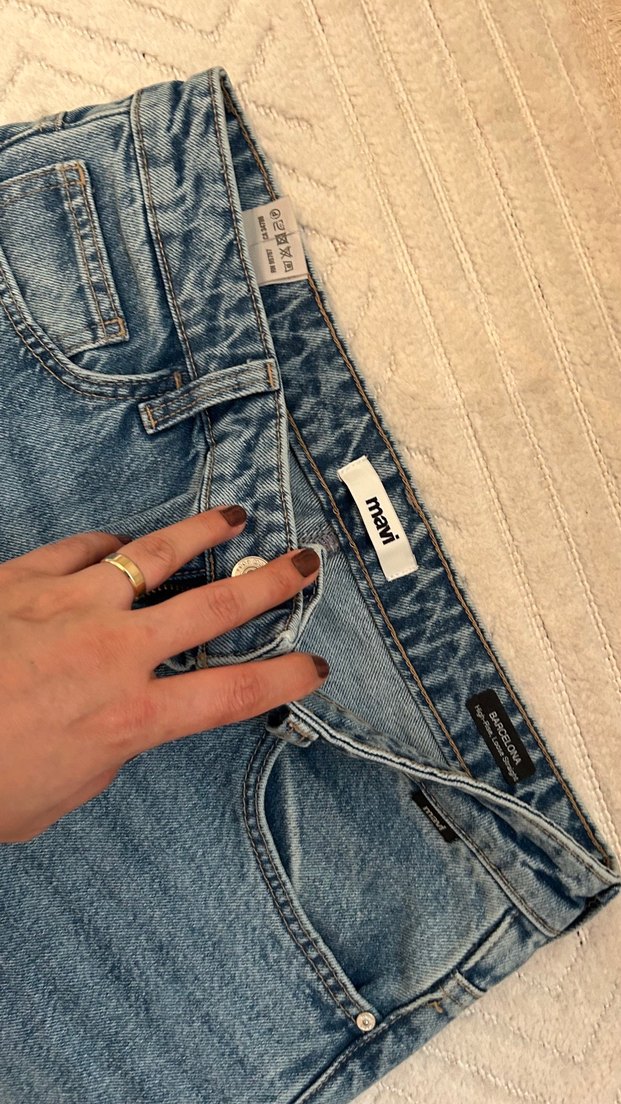 Gri Mavi Bol Kesim Kadın Kot Pantolon - Görsel 4