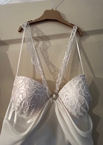 Beyaz İnce Askılı Uzun Kadın Gecelik - Görsel 2