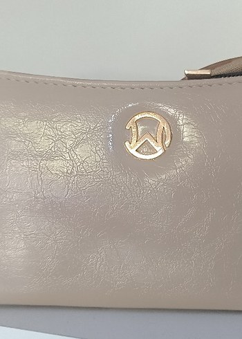 Bej Deri Kadın Clutch Cüzdan