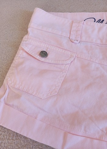 38 Beden Düğmeli Pembe Mini Kadın Şort