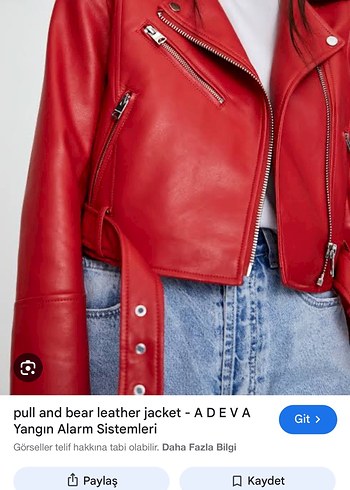 Kırmızı Deri Kadın Ceket Pull and Bear