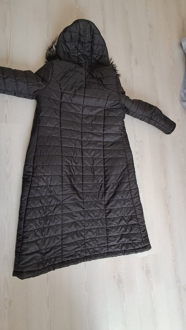 Kadın Siyah Uzun Kürklü Mont KAMPANYALI ÜRÜN - Görsel 4