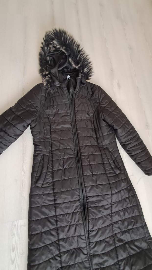 Kadın Siyah Uzun Kürklü Mont KAMPANYALI ÜRÜN - Görsel 2