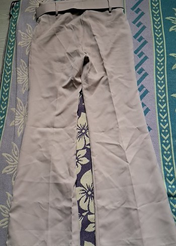 Kadın Bej Kemerli ispanyol Kumaş pantolon KAMPANYALI ÜRÜN - Görsel 3