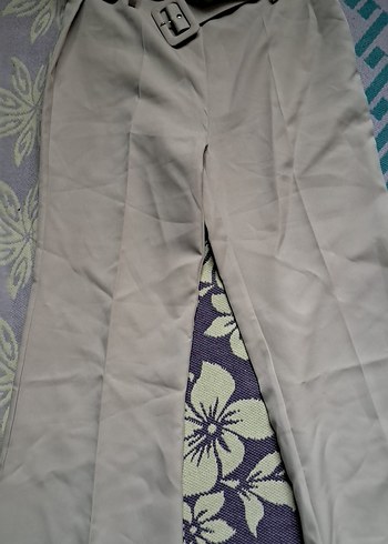 Kadın Bej Kemerli ispanyol Kumaş pantolon KAMPANYALI ÜRÜN - Görsel 2