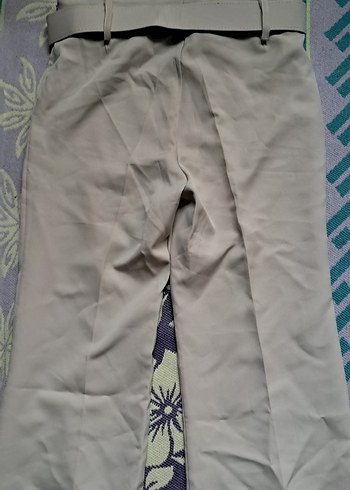 Kadın Bej Kemerli ispanyol Kumaş pantolon KAMPANYALI ÜRÜN - Görsel 4