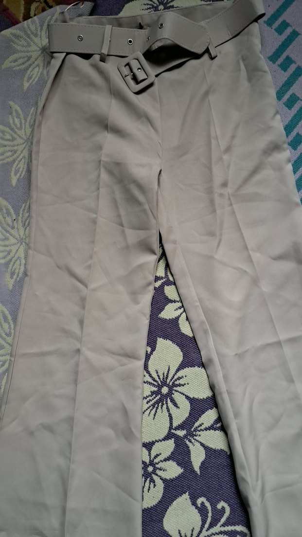 Kadın Bej Kemerli ispanyol Kumaş pantolon KAMPANYALI ÜRÜN - Görsel 2