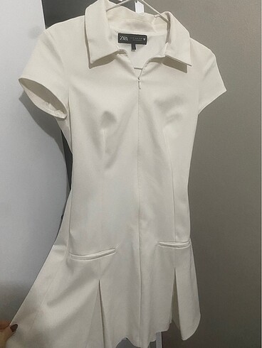 xs Beden Zara beyaz mini elbise