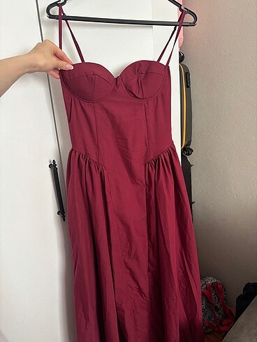Trendyol & Milla Trendyolmilla bordo uzun elbise