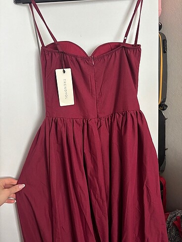 xs Beden Trendyolmilla bordo uzun elbise