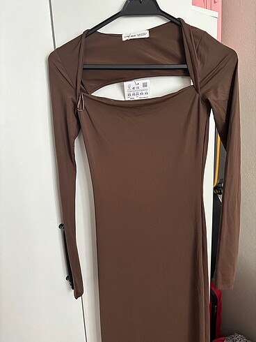 Pull&bear kahve uzun elbise