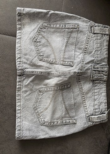 xs Beden Bershka Gri Denim Mini Etek