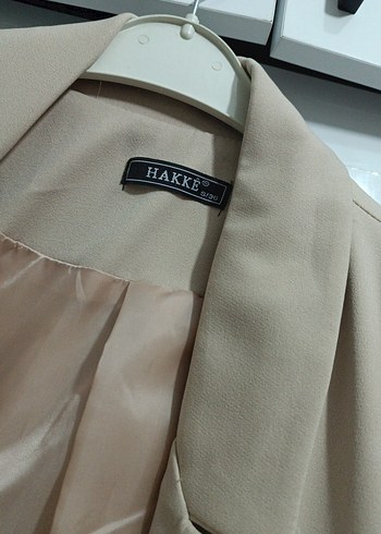 Bej Kadın Düğmeli Midi Blazer Ceket - Görsel 5