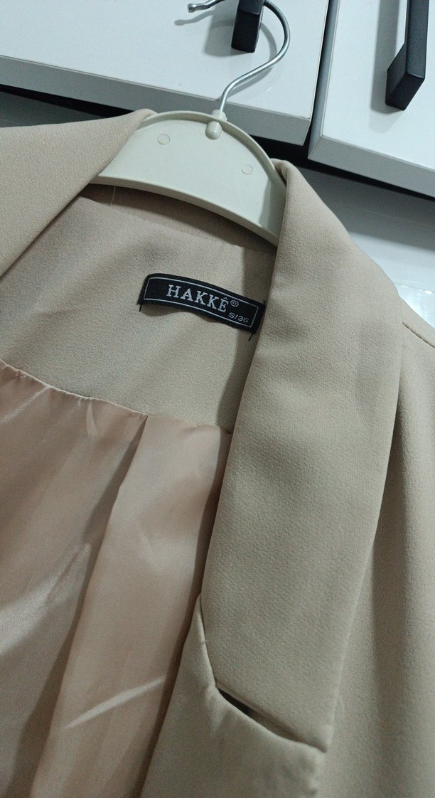 Bej Kadın Düğmeli Midi Blazer Ceket - Görsel 5