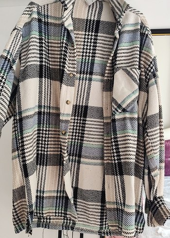 Gri Ekose Düğmeli Kadın Uzun Kollu Gömlek - Görsel 3