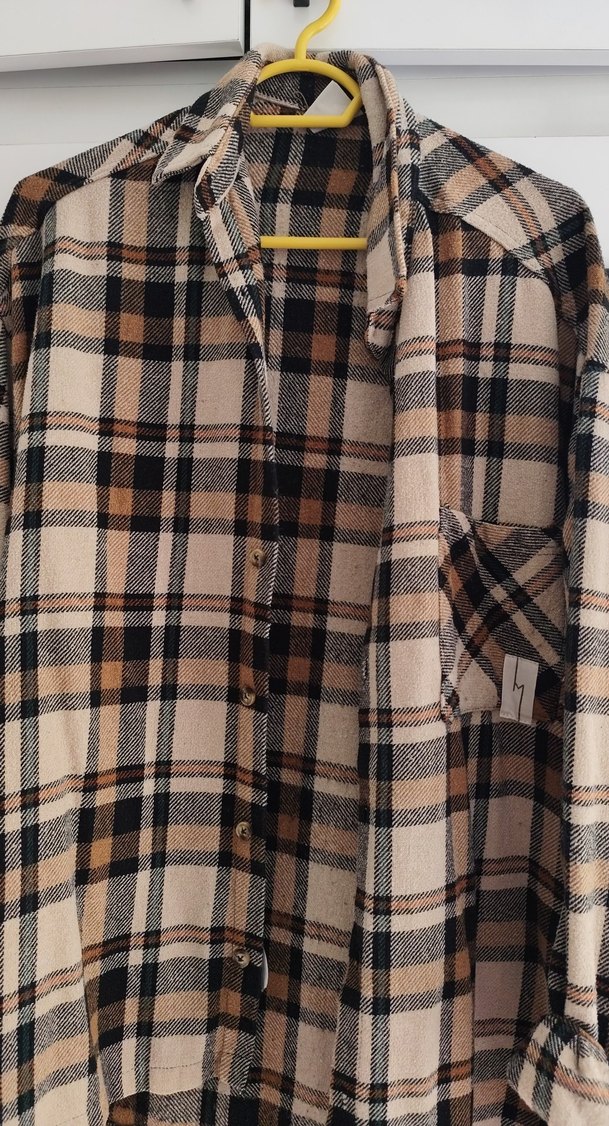 Düğmeli Kahverengi Salaş Kadın Gömlek - Görsel 2