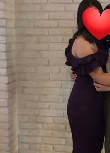 Diğer Mor halter yaka omzu açık midi elbise