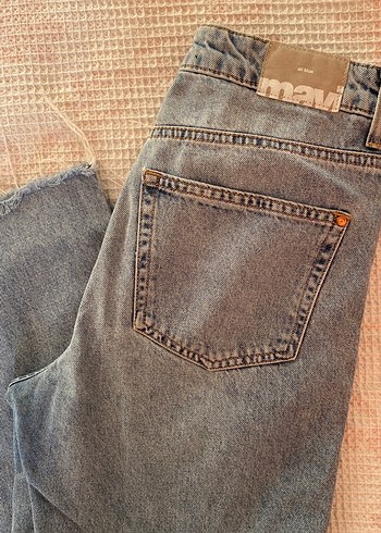 s Beden Gri Loose Fit Kadın Denim Pantolon
