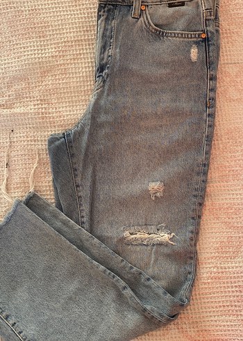 Gri Loose Fit Kadın Denim Pantolon