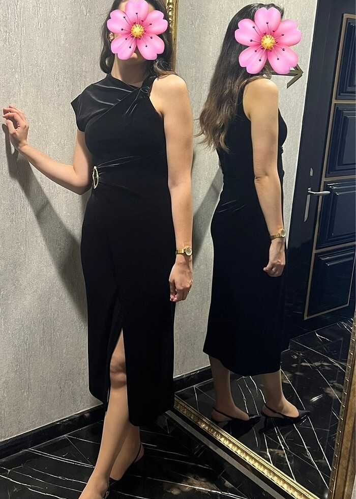 KADİFE MİDİ BOY ELBİSE - Görsel 2