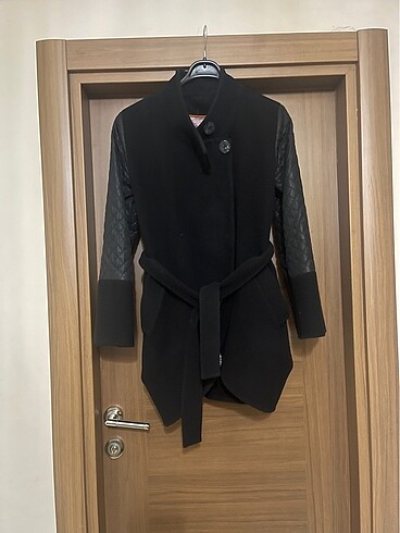 BSL FASHION Kolları deri kaşe mont