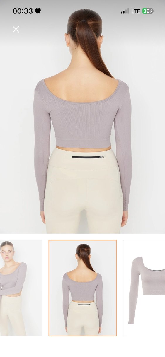 Bej Kadın Fit Kesim Uzun Kollu Aktif Üst - Görsel 2