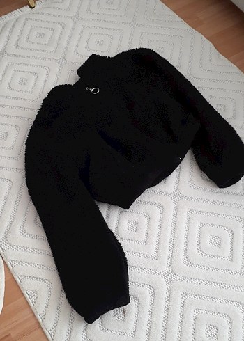 Siyah Kürklü Kadın Polar Ceket