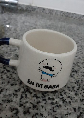 Paşabahçe Beyaz Seramik Baba Temalı Kupa