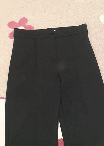 Zara Siyah Rahat Kesim Midi Kumaş Pantolon