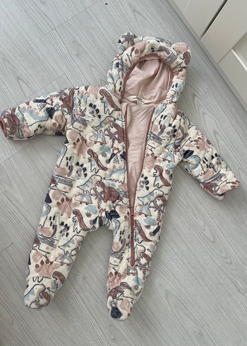 Kahverengi Desenli Kürklü Bebek Kız Tulumu
