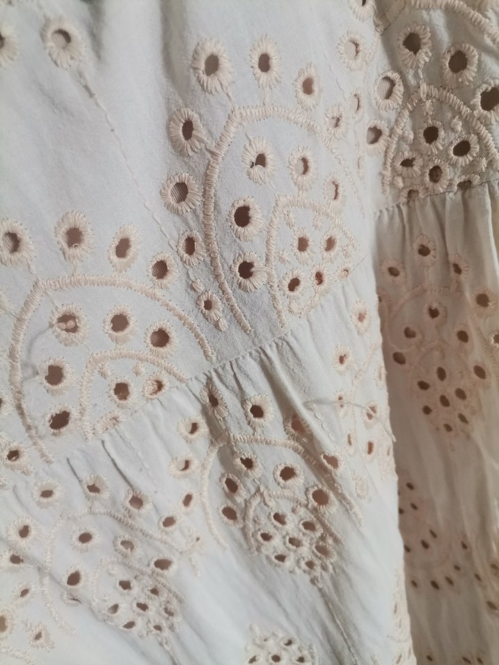Nakışlı ve Dantelli Bej Bohem Uzun Elbise - Görsel 3