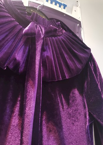 Mor Pileli Uzun Kadın Elbise - Görsel 4